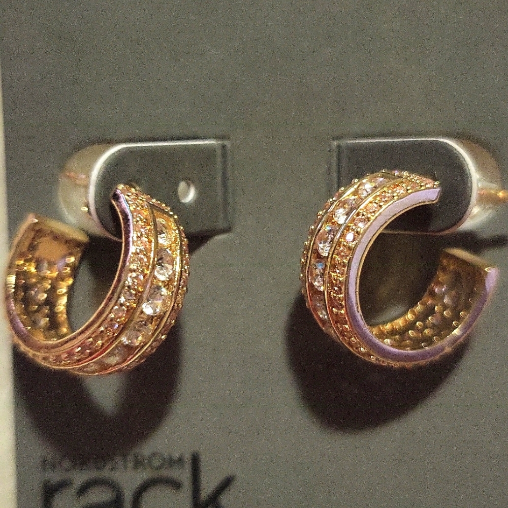 Nordstrom Gold and Cubic Zirconia Hoop Earrings